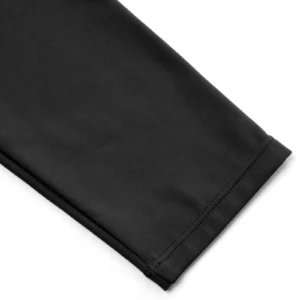 CALIFLO High compression activewear long sleeve crew neck bodysuit black sleeve close up Snatched Active – Long Sleeve Crew Neck Performance Thong Bodysuit - Black - Product View