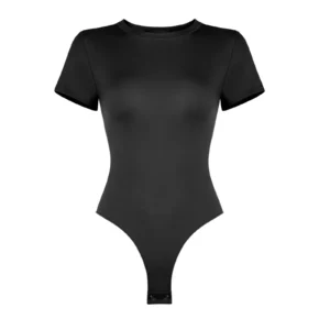 CALIFLO High compression activewear t-shirt bodysuit black front illustration Illustration cutout of black t-shirt bodysuit over a white background