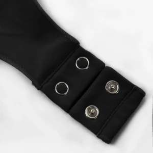 CALIFLO High compression activewear t-shirt bodysuit black open snap 2