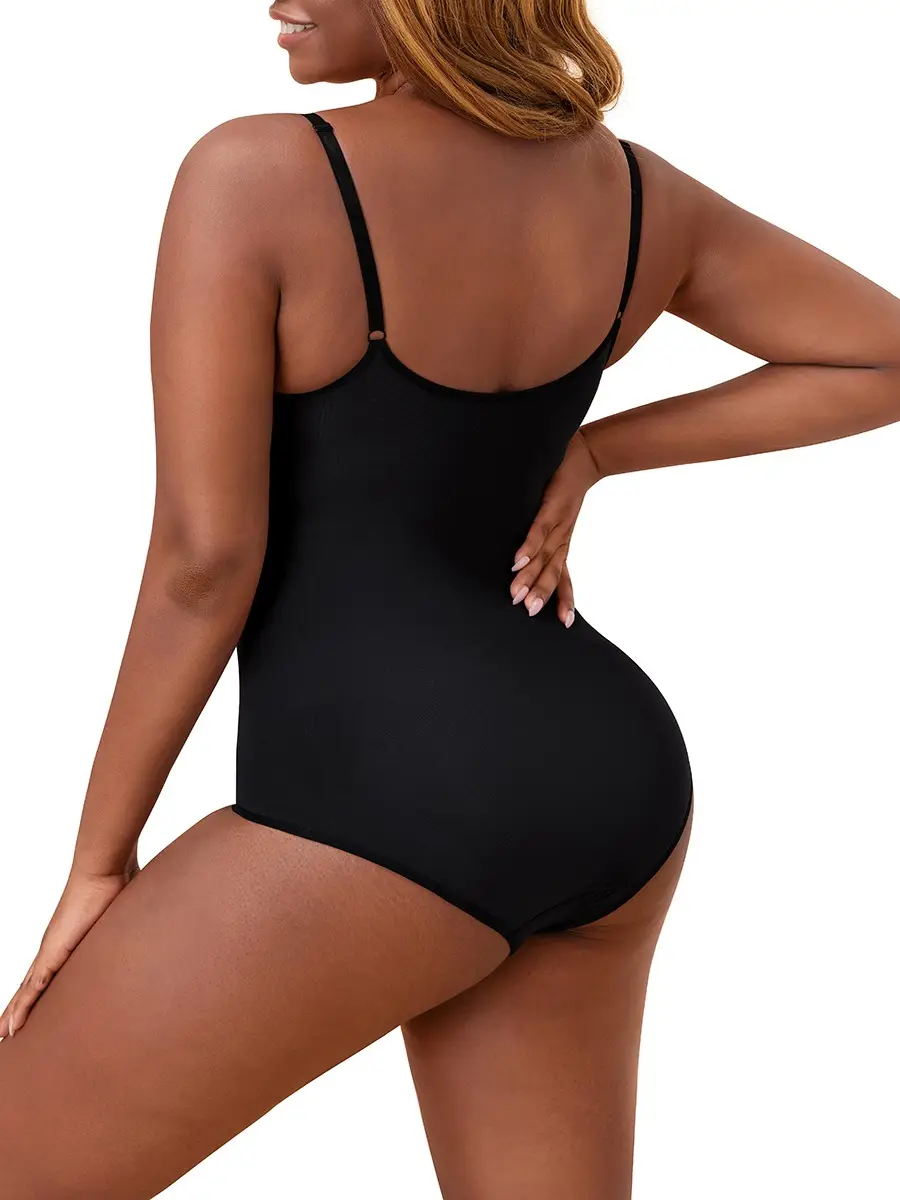 Classic Body Shaper – Seamless Brief Bodysuit - Black - Back View